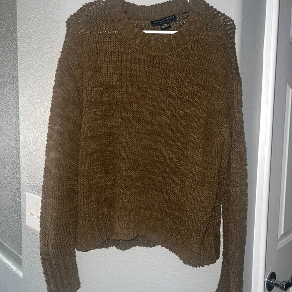 Social Standard Sanctuary Brown Chenille Knit Sweater | Boxy Cropped Popcorn Pul - Picture 5 of 5